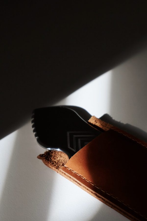 FaceForward Stainless Steel Gua Sha in custom leather pouch